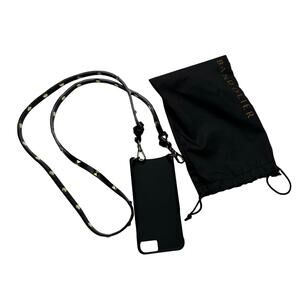 BANDOLIER Black Gold Chain Leather Crossbody Phone Case Strap for iPhone 6/7/8